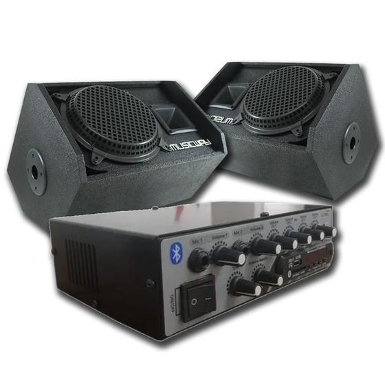 Imagem de Kit 2 Caixas Acústicas Retorno + Amplificador RC7000