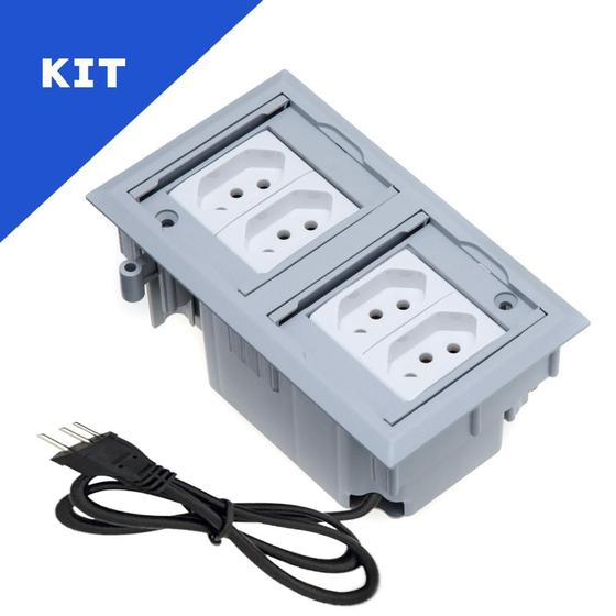 Imagem de Kit 2 Caixas De Tomadas 4 Blocos Com 4 Tomadas 20A