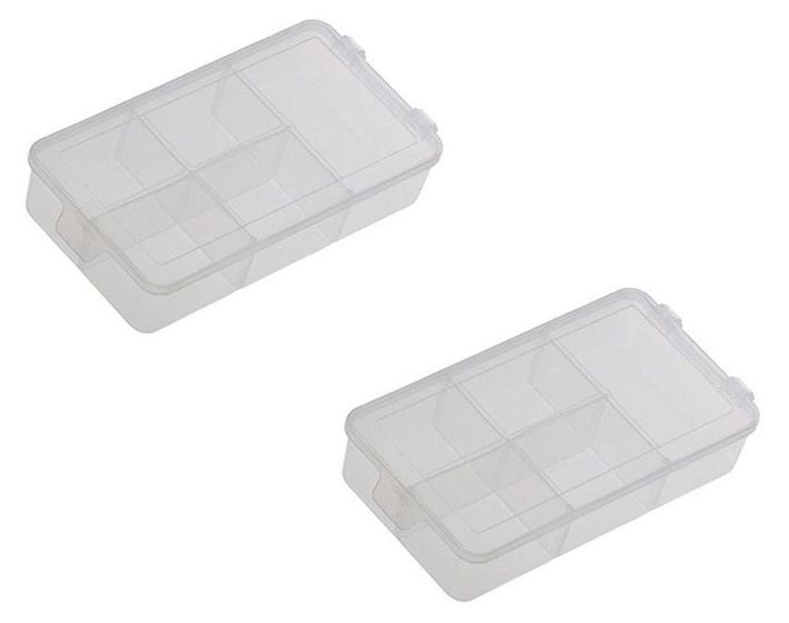 Imagem de Kit 2 Caixas Estojo Organizadora Com 5 Divisórias Porta Treco