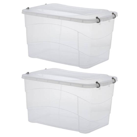 Kit 2 Caixas Organizadoras 50 Litros Pratic Box 59x38x34CM Menor preço em Kit 2 Caixas Organizadoras 50 Litros Pratic Box 59x38x34CM
