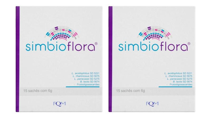 Imagem de Kit 2 Caixas Simbioflora Suplemento Com 15 Sachês De 6g Cada - FQM