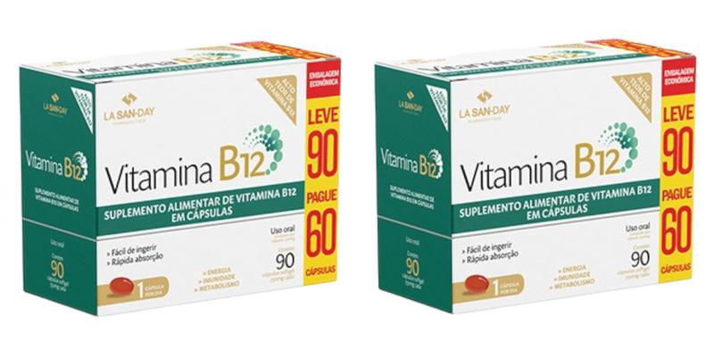 Imagem de Kit 2 caixas Vitamina B12 750mg 90 Cáps Softgel La San-day