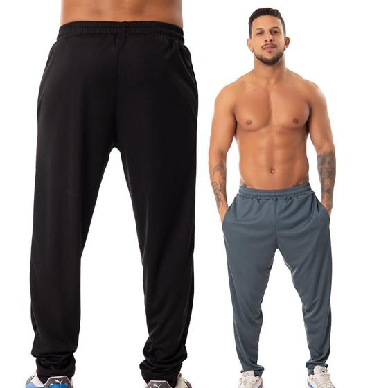 Imagem de Kit 2 Calça Academia Corrida Treino Bolso Lisa Masculina