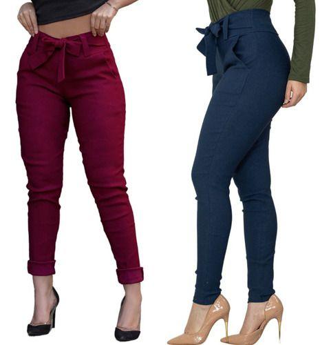 Imagem de Kit 2 Calça Feminina Social Com Lycra Clochard Laço Amarra