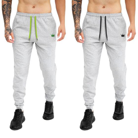 Imagem de kit 2 Calça Moletom Com Bolsos Cintura Com Elástico Coroa e Cordão
