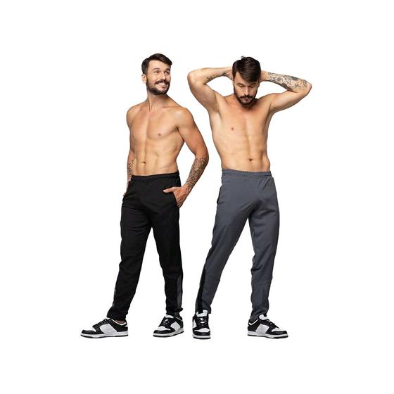 Kit Calça Tactel Masculina Soltinha Com Bolso Treino Academia