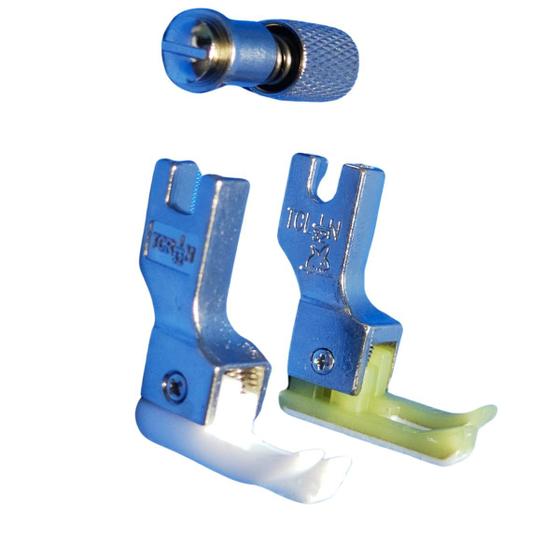 Imagem de Kit 2 Calcador de Teflon Pesponto Compensado 1mm 1/32N Direito e Esquerdo Com Engate Rápido