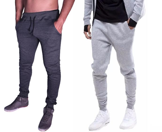 Imagem de Kit 2 Calças De Moletom Masculinas Jogger Academia/Slin