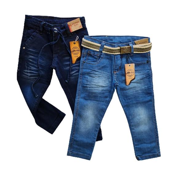 Imagem de kit 2 calças jeans bebe menino com elastano Tam 3 