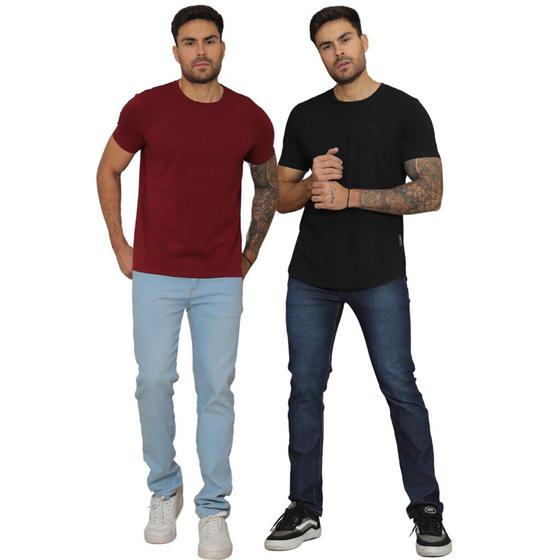 Imagem de Kit 2 Calças Jeans Masculina Skinny Slim Fit Casual Básica