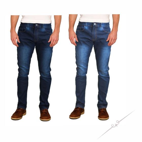 Imagem de Kit 2 Calças Jeans Masculina Slim Original Elastano Lycra