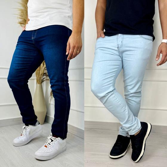 Imagem de KIT 2 Calças Jeans Masculino Skinny Elastano Moda e Calça Casual