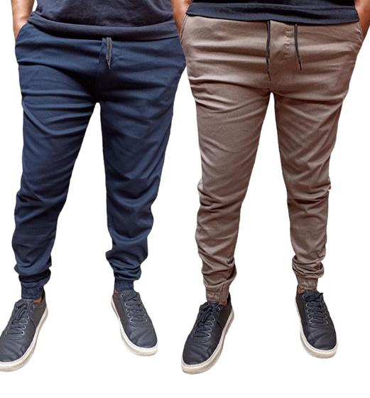Imagem de kit 2 calças jogger masculina com elastano punho calça estilo novo