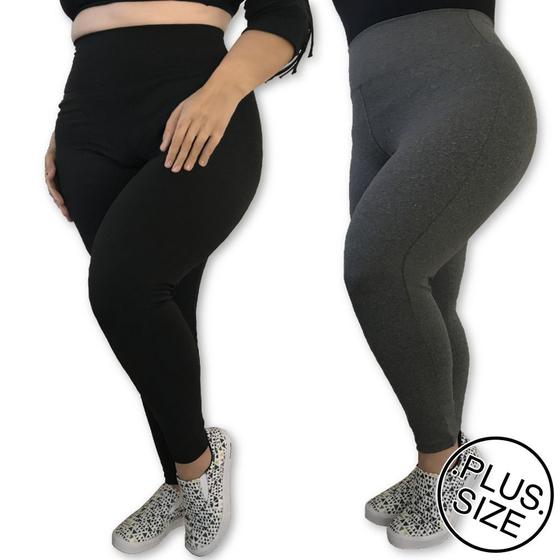 Imagem de Kit 2 Calças Legging Plus Size Heide Ribeiro Leg Basic Suplex Barato