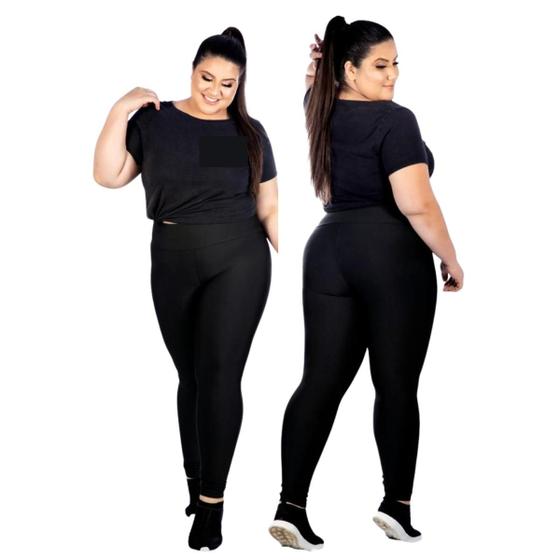Imagem de Kit 2 Calças Legging Plus Size Reforçada Academia Leg 50ao56