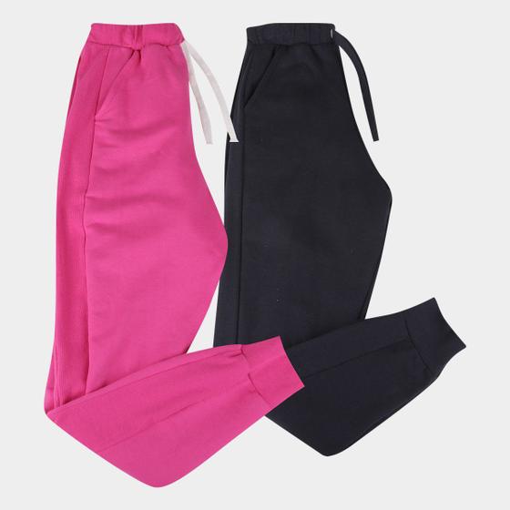 Imagem de Kit 2 Calças Moletom Básicos Jogger Feminino