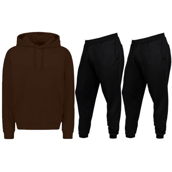 Imagem de Kit 2 Calças Moletom Lisas e 1 Blusa Frio Conjunto De Moletom Fechado Inverno