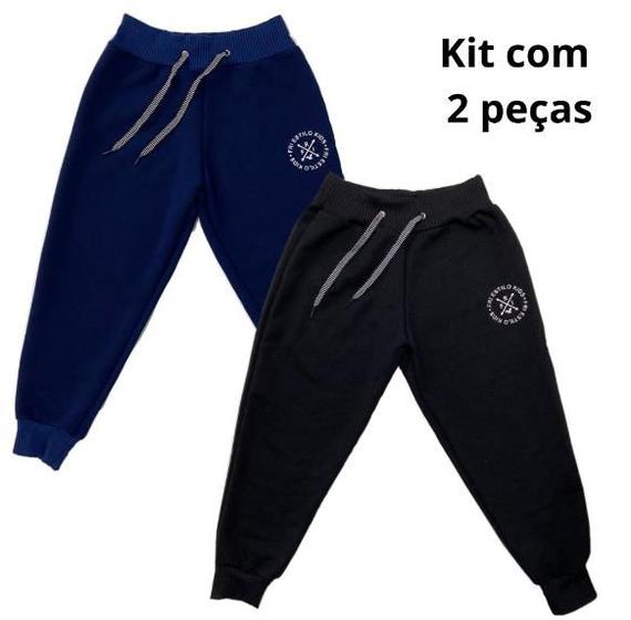 Imagem de Kit 2 Calças Moletom Moletinho Infantil Unissex Menina Menino Inverno