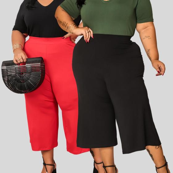 Imagem de Kit 2 Calças Pantacourt Plus Size