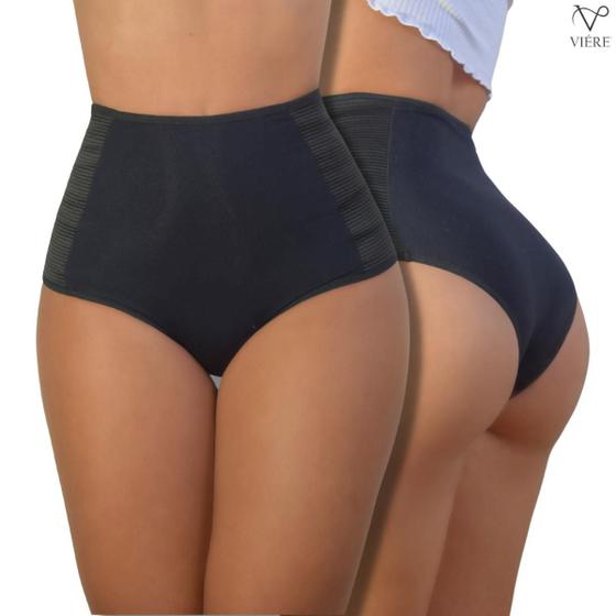 Imagem de Kit 2 Calcinha Cintura Alta Modeladora Redutora Culote Viére