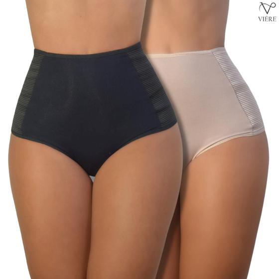 Imagem de Kit 2 Calcinha Cintura Alta Modeladora Redutora Culote Viére