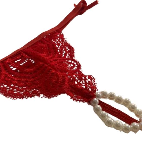 Imagem de Kit 2 Calcinha Tailandesa Pérola Massageadora Tanga De Renda Luxo Feminino Lingerie Sexy Sensual