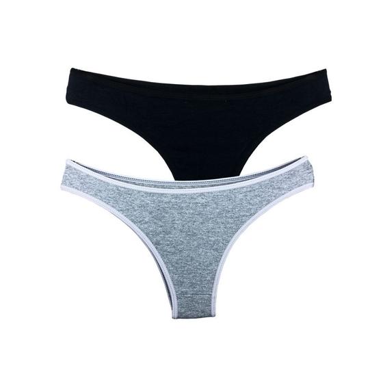 Imagem de Kit 2 Calcinhas Fio Dental Try Basics Algodão Cotton Básica Lisa Moda Lingerie