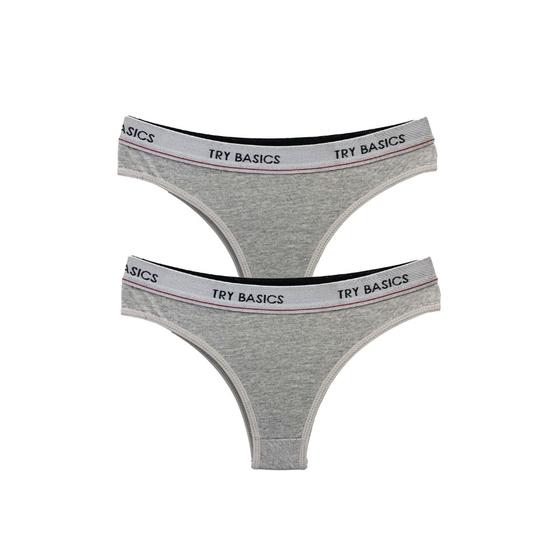 Imagem de Kit 2 Calcinhas Tanga Cotton Algodão Confortável com Elástico Try Basics