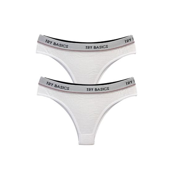 Imagem de Kit 2 Calcinhas Tanga Cotton Algodão Confortável com Elástico Try Basics
