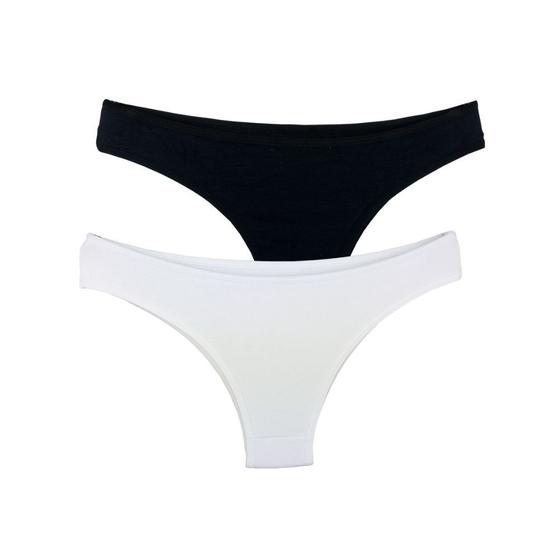 Imagem de Kit 2 Calcinhas Tanga Try Basics Algodão Cotton Básica Lisa Moda Lingerie