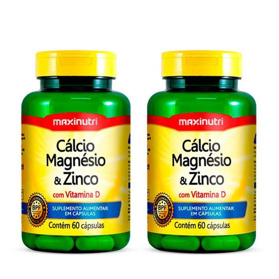 Imagem de Kit 2 Cálcio Magnésio Zinco Vitamina D 60 Capsulas Maxinutri