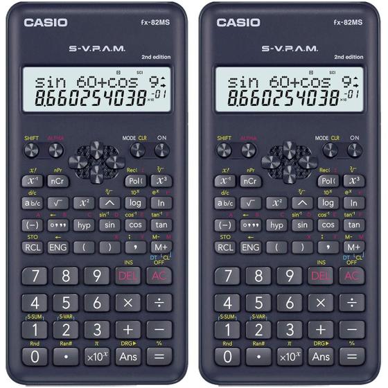 Imagem de KIT 2 Calculadora Científica Casio FX-82MS 2nd Edition 240 Funções S-VPAM Visor 2 Linhas FX82MS2S4DH - 2 Unidades