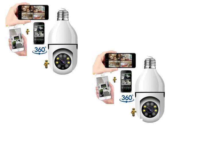 Imagem de Kit 2 Camera Ip Segurança Lampada Yoosee Panoramica Wifi1080 Espia