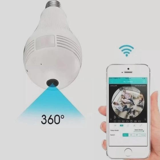 Imagem de Kit 2 Câmera ip Wi-fi Panorâmica 360 Graus Lâmpada Led