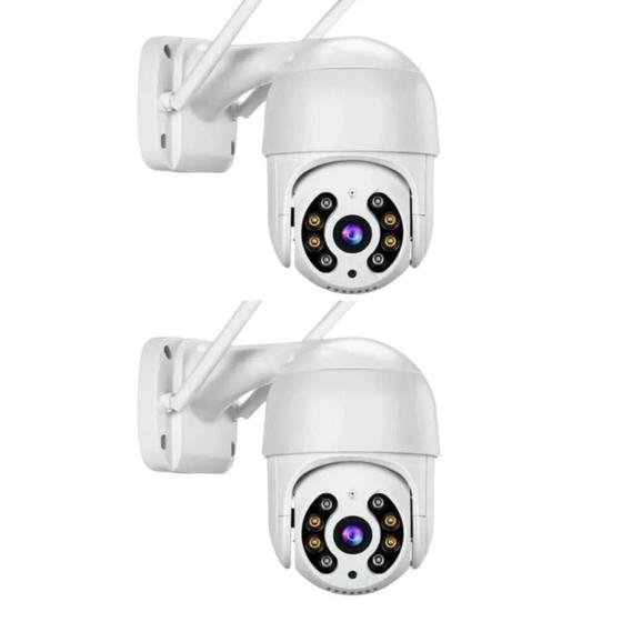 Imagem de Kit 2 Câmera Segurança Externa Wifi Zoom 4x lançamento 2025 Rotativa Prova D'água visão noturna sensor infravermelho