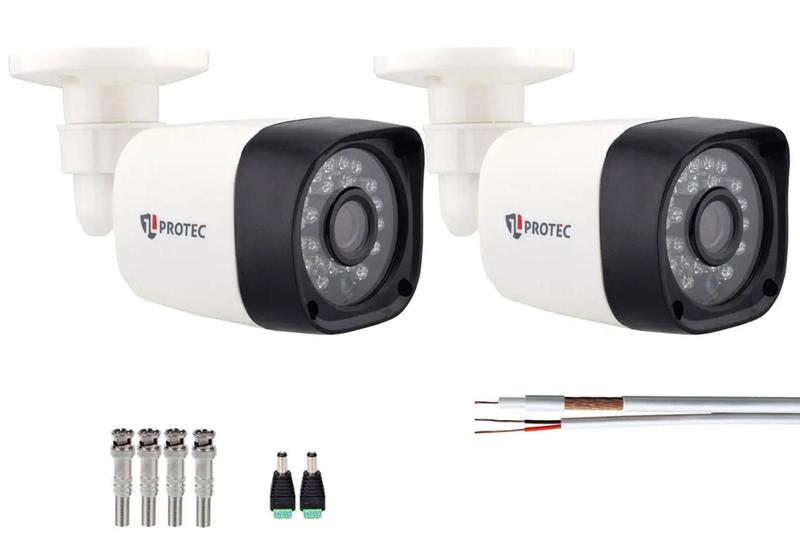Imagem de Kit 2 Câmeras Bullet Full Hd 1080p 2Mp Com Cabo e Conectores