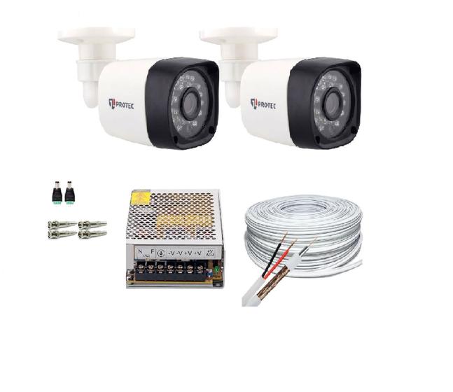 Imagem de Kit 2 Câmeras Bullet Full Hd 1080p 2Mp Com Cabo e Conectores