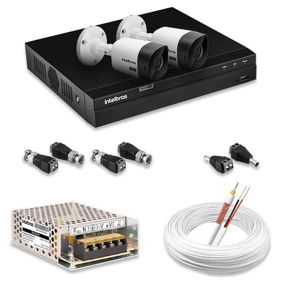 Imagem de Kit 2 Câmeras De Segurança Intelbras Full Hd 1080p Com Dvr Mhdx 1204 1080p  Completo 100% Intelbras