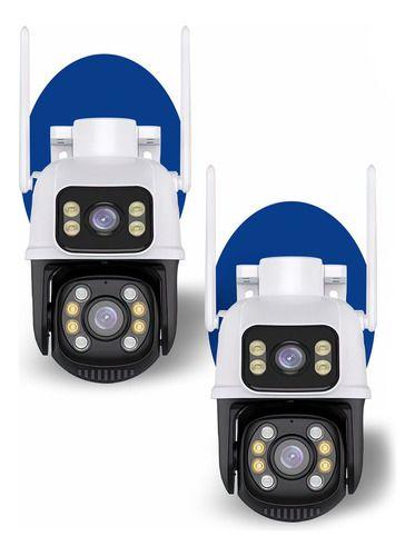 Imagem de Kit 2 Câmeras De Segurança Ps Imports Wi-fi Smart Dupla Lente 3mp Vigilância Cor Branco