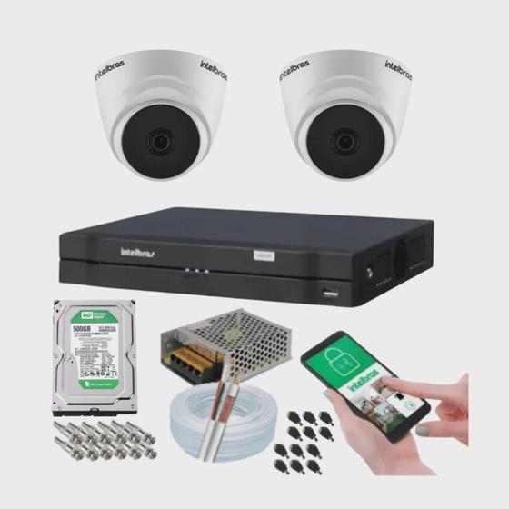 Imagem de Kit 2 Câmeras Dome Intelbras 1120d Dvr 4 Canais Com Hd