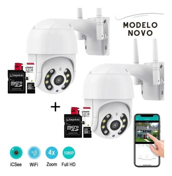 Kit 2 Câmeras Externas + 2 Cartões De Memória 32gb Original Menor preço em Kit 2 Câmeras Externas + 2 Cartões De Memória 32gb Original