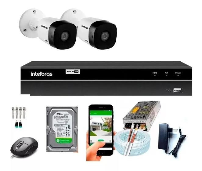 Imagem de Kit 2 Câmeras Intelbras Dvr Mhdx 1004 Com Hd Completo Cftv