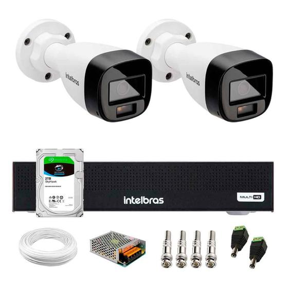 Imagem de Kit 2 Câmeras Intelbras VHD 1220 B G7 Full Color Bullet Full HD 1080p Multi HD IR 20m + DVR Gravador de Vídeo Intelbras MHDX 3004-C + HD 2TB Skyhawk