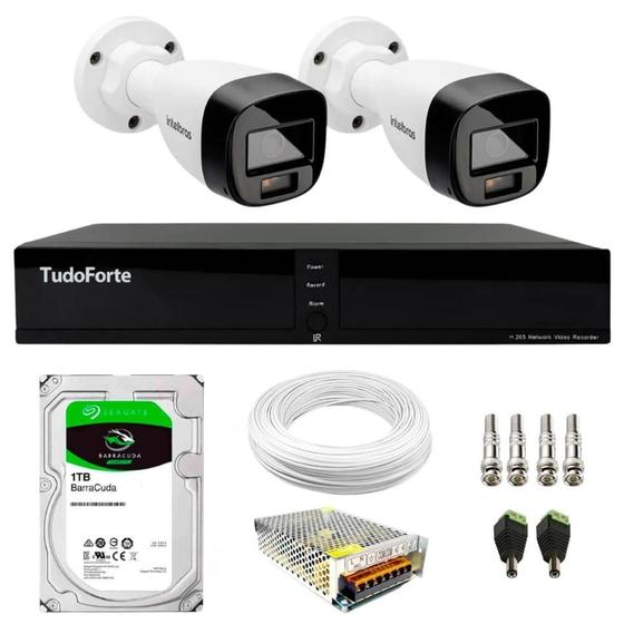 Imagem de Kit 2 Câmeras Intelbras VHD 1220 B G7 Full Color Bullet Full HD 1080p Multi HD IR 20m + DVR Tudo Forte TFHDX 3304 4 Canais + HD 1TB BarraCuda