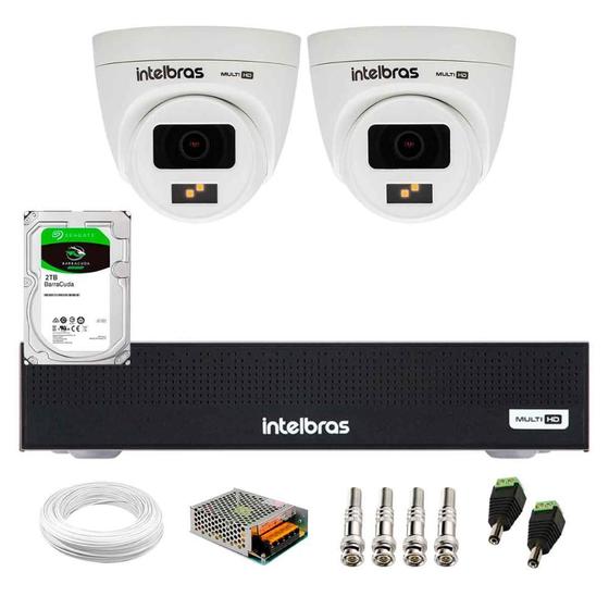 Imagem de Kit 2 Câmeras Intelbras VHD 1220 D G7 Full Color com Alta Definição Full HD Visão Noturna 20m + DVR Intelbras MHDX 3004-C 4 Canais + HD 2TB BarraCuda