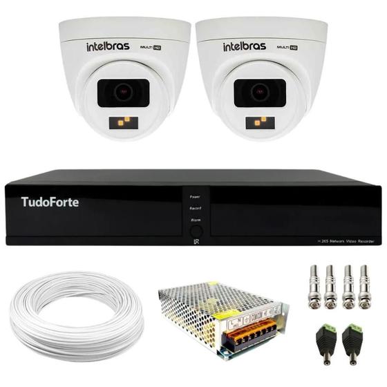 Imagem de Kit 2 Câmeras Intelbras VHD 1220 D G7 Full Color Full HD Visão Noturna 20m + Dvr Tudo Forte TFHDX 3304 4 Canais Com App Xmeye