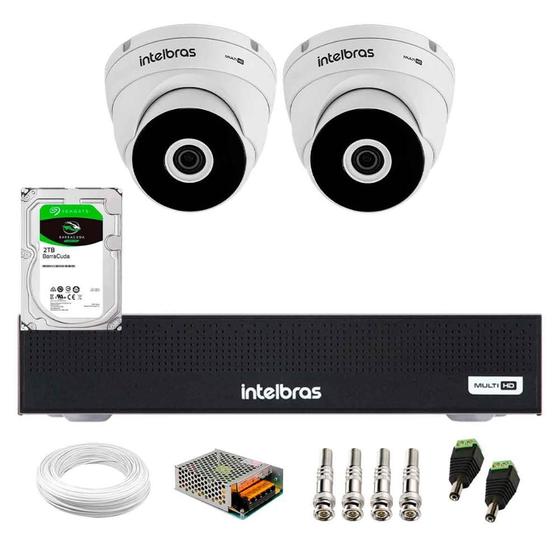 Imagem de Kit 2 Câmeras Intelbras VHD 3230 D G7 Dome Full HD 1080p Visão Noturna de 30m IP67 + DVR Intelbras MHDX 3004-C 4 Canais + HD 2TB BarraCuda