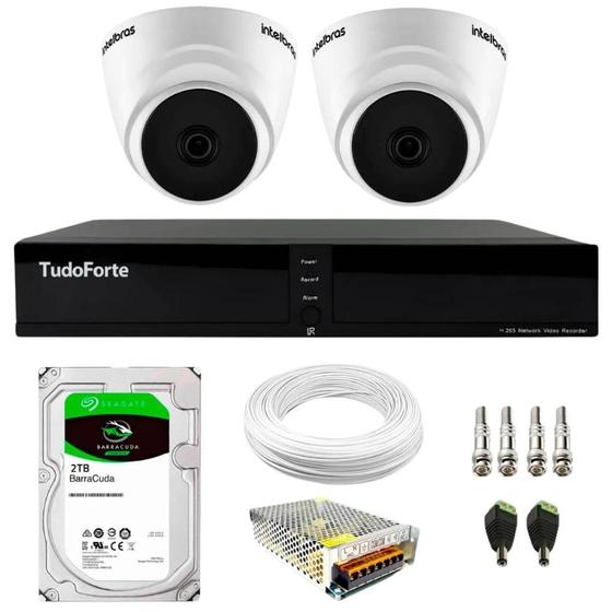 Imagem de Kit 2 Câmeras Intelbras VHL 1220 D Dome Full HD 1080p Lente 2.8mm Visão Noturna 20m + Dvr Tudo Forte TFHDX 3304 4 Canais App Xmeye + HD 2TB BarraCuda