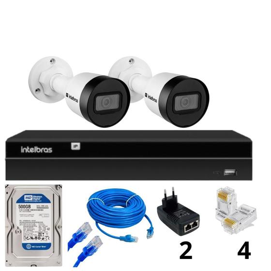 Imagem de Kit 2 cameras ip vipc 1230b Intelbras Nvd 1404 HD 500gb