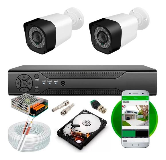 Imagem de Kit 2 Câmeras Segurança Dvr 8 Canais  